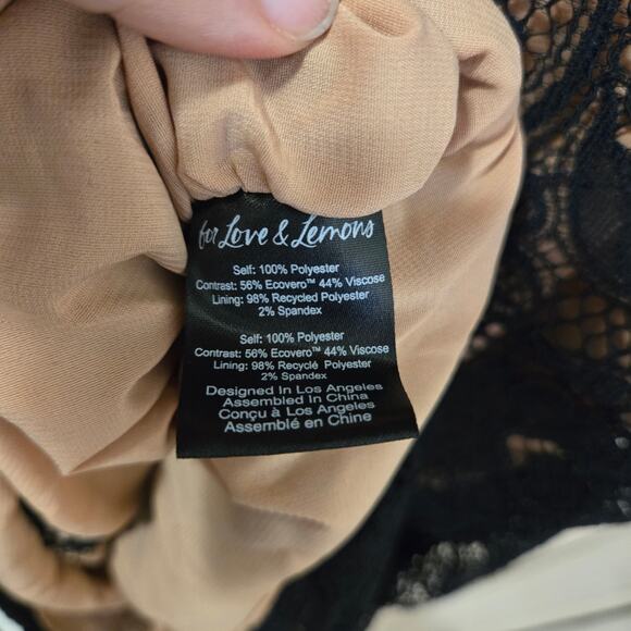 NWT For Love & Lemons Halle One Shoulder Mini Dress Black Size‎ Medium - Picture 11 of 13